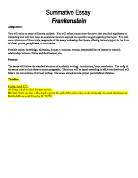 frankenstein essay topics
