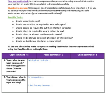 Preview of Summative Transportation Research Graphic Organizer