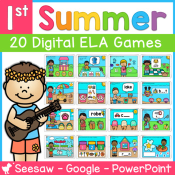 Preview of Summer 1st Grade Digital Phonics and ELA Centers | Seesaw | Google | PowerPoint