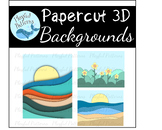 Summer 3D Backgrounds:  Papercut Backgrounds, Summer Clip Art