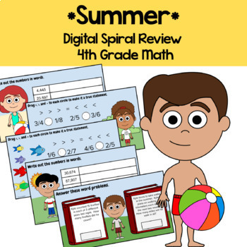Preview of Summer 4th Grade Multiplication Google Slides | Spiral Math Review