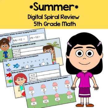 Preview of Summer 5th Grade Multiplication Google Slides | Spiral Math Review