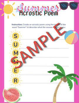 Preview of Summer Acrostic Poem (English and Spanish)
