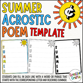 Summer Acrostic Poem Template Creative Writing National Poetry Month