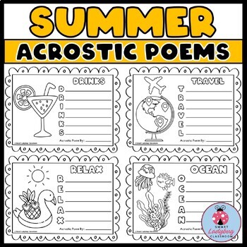 Summer Acrostic Poem Template and Coloring Sheets | End of Year ...