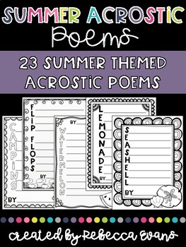 Summer Acrostic Poems by Educating is My Jam | Teachers Pay Teachers