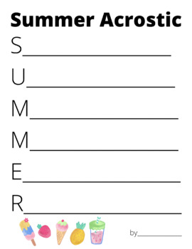 Preview of Summer Acrostic Template