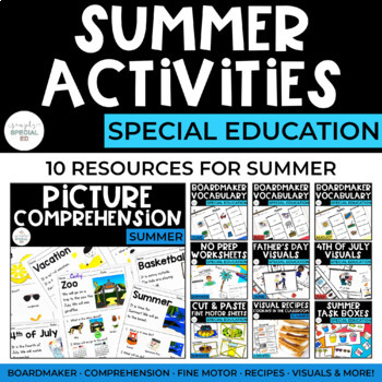 Preview of Summer Activities Bundle | Special Education | June, July, August | ESY