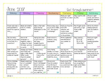 Summer Activity Calendars: June & July 2017 *Differentiated by Jenn Maher