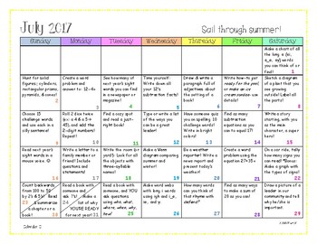 Summer Activity Calendars: June & July 2017 *Differentiated by Jenn Maher