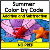 Summer Math Coloring Pages Worksheets Addition Subtraction