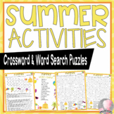 Summer Activities Crossword Puzzle and Word Searches