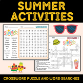 Summer Activities Crossword Puzzle and Word Searches Grade