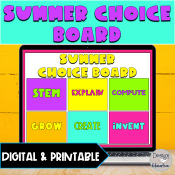 Preview of Summer Activities | Digital & Print Choice Board | Distance Learning
