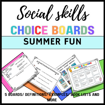 Preview of Summer Activities Editable Choice Board- Social skills Parent Resource