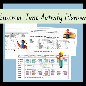 Preview of Summer Time Activities Charts and Editable Weekday Planner for All Ages