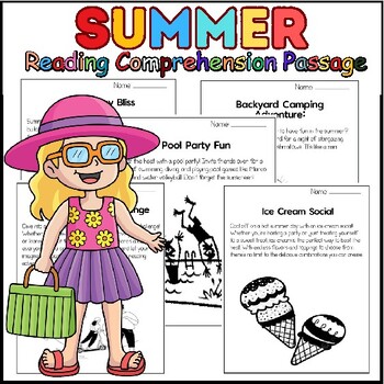 Preview of Summer Activities: Summer Reading Comprehension Worksheets