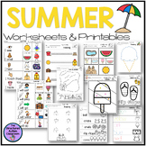 Summer Activities Worksheets, Tracing, Coloring, 5 senses,