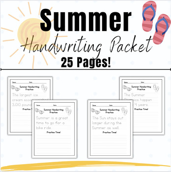 Preview of Summer Activities Writing Handwriting Practice Packet Letter Formation Sentence