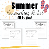 Summer Activities Writing Handwriting Practice Packet Lett
