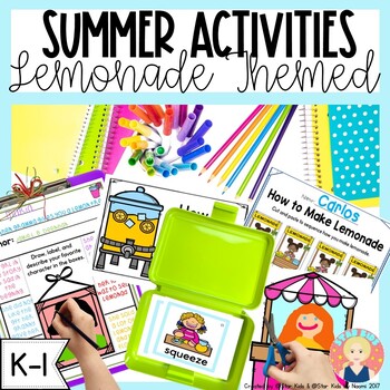 Preview of Summer Activities for Kindergarten and First Grade | Lemonade Themed