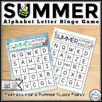 Preview of Summer Alphabet Letters Bingo Game {Printable and Digital Resource}