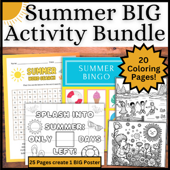 Preview of Summer Activity BIG Bundle! Coloring Pages, Group Countdown Poster, Bingo, MORE