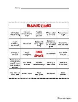 Summer Activity Bingo Cards by Kinder Beginnings | TpT