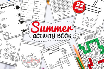 Preview of Summer Activity Book, Dot to Dot, Word Scramble, Crossword, Search, Mazes Puzzle
