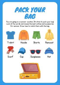 Summer Clothes ESL Matching Exercise Worksheet For Kids