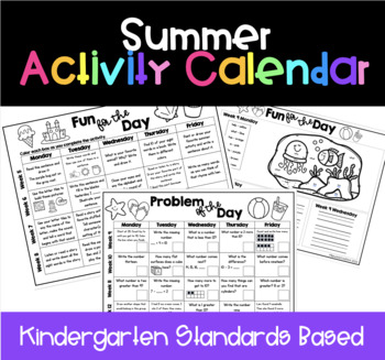 Preview of Summer Review Activity Calendars - Kindergarten Review