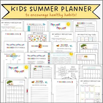 Preview of Summer Activity Calendar plus Writing Pages | Summer Bucket List Ideas | Tracker