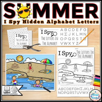Preview of Summer I Spy Hidden Alphabet Letters Fine Motor Literacy Centers Activity