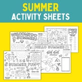 Summer Activity Mats, Summer Activity Sheets
