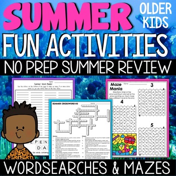 Summer Activity Packet With Coloring Pages & Summer School Activities