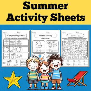 Summer Activity Sheets Counting Tracing & More Preschool Kindergarten ...