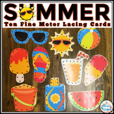 Summer Fine Motor Lacing Cards Centers and Stations Activity
