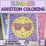 Summer Addition Coloring Worksheets