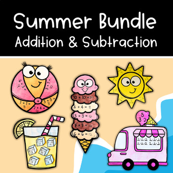 Preview of Summer Addition & Subtraction Math Craft Bundle
