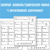 Summer Addition/Subtraction Worksheet  *FREEBIE!*