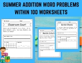 Summer Addition Word Problems within 100 Worksheets