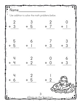 Summer Addition Worksheets by Stars On The Spectrum | TpT