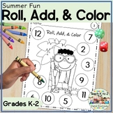 Roll and Color Summer Math Fluency Worksheets Kindergarten