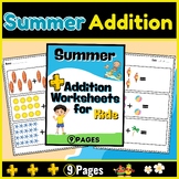 Summer Addition Worksheets for Kids