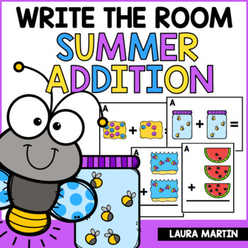 Preview of Summer Addition Write the Room - Summer Math Activities - Summer Themed