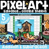 Summer Pixel Art Math Addition and Subtraction Basic Facts