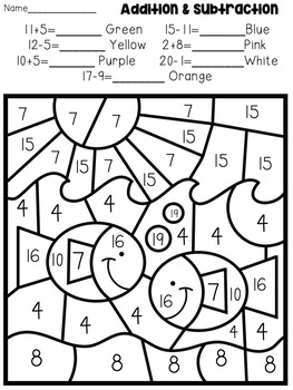 Summer Addition and Subtraction Mystery Pictures by CreatedbyMarloJ