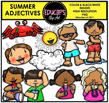 Preview of Summer Adjectives Clip Art Bundle {Educlips Clipart}