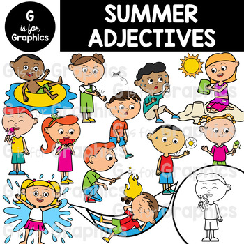 Preview of Summer Adjectives Clipart