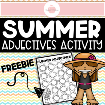 Preview of Summer Adjectives Worksheet Freebie